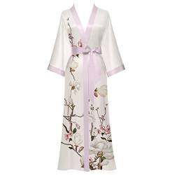 Yemmert Kimono-Morgenmäntel Damen Floral Long Stain Kimono Robe für Frauen (Braun) von Yemmert