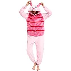 Yemnut Snug Fit Erwachsene Unisex Onesie Cosplay Kostüm, Einteiler Pyjama Halloween Homewear Anzug für Damen und Herren, Ferkel Schwein, X-Large von Yemnut