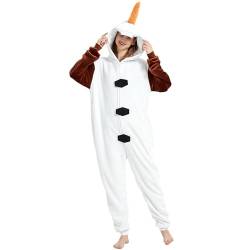 Yemnut Snug Fit Erwachsene Unisex Onesie Cosplay Kostüm, Einteiler Pyjama Halloween Homewear Anzug für Damen und Herren, Olaf, Large von Yemnut