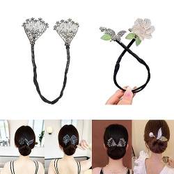 2023 Rhinestone Flower Hair Clip, Flower Rhinestone Hair Clips, Ponytail Rhinestone Hair Clips for Women Girls (2Pcs-B) von Yenisai