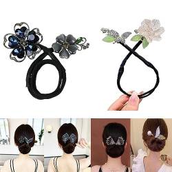 2023 Rhinestone Flower Hair Clip, Flower Rhinestone Hair Clips, Ponytail Rhinestone Hair Clips for Women Girls (2Pcs-C) von Yenisai