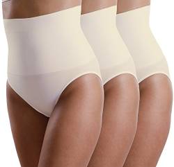 3er Pack Yenita® Damen Miederslip mit Bauchweg-Effekt, Figurformender Slip, XX-Large, Haut von Yenita