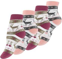4 Paar Damen Thermo-Socken mit Innenfrottee, Winter Socken im Noweger Design, rosa von Yenita