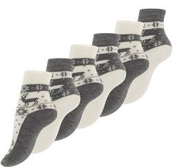 6 Paar Damen Thermo-Socken mit Innenfrottee, Winter Socken im Noweger Design, grau von Yenita