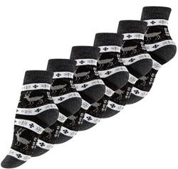 6 Paar Damen Thermo-Socken mit Innenfrottee, Winter Socken im Noweger Design, schwarz von Yenita