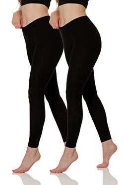 Yenita 2er Pack Damen Leggings Blickdichte Baumwoll-Leggings lang, Gr. XXL von Yenita