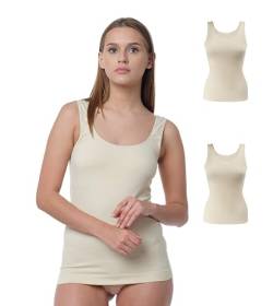 Yenita 2er Pack Damen Seamless Unterhemden, Nahtloses Tank Top in Haut, Gr. S von Yenita