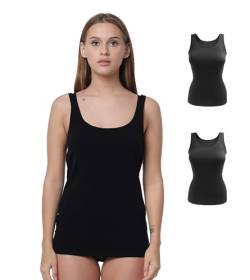 Yenita 2er Pack Damen Seamless Unterhemden, Nahtloses Tank Top in schwarz, Gr. S von Yenita