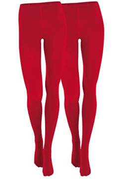 Yenita 2er Pack Damen THERMO Strumpfhose mit Fleece in rot, Gr. L/XL von Yenita