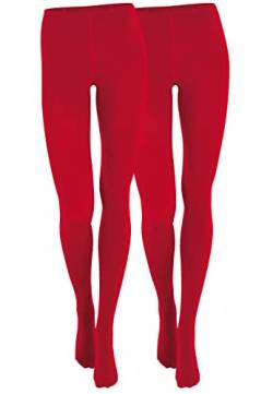 Yenita 2er Pack Damen THERMO Strumpfhose mit Fleece in rot, Gr. M/L von Yenita