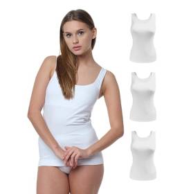 Yenita 3er Pack Damen Seamless Unterhemden, Tank Top aus Mikrofaser, Weiss, Gr. L von Yenita