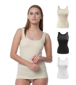 Yenita 3er Pack Damen Seamless Unterhemden, Tank Top aus Mikrofaser, gemischt, Gr. XL von Yenita