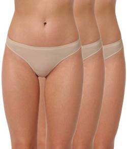 Yenita 3er Pack Damen String Invisible, Tanga ohne Nähte aus Mikrofaser, Haut, Gr. XL von Yenita