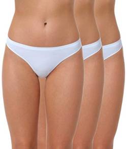 Yenita 3er Pack Damen String Invisible, Tanga ohne Nähte aus Mikrofaser, Weiss, Gr. M von Yenita