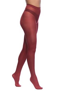 Yenita 3er Pack Damen Strumpfhosen 70 Den, Matte, Blickdichte Mikrofaser Strumpfhose (XL, Bordeaux 3er Pack) von Yenita