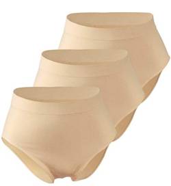 Yenita 3er Pack Microfaser Taillen-Slips Damen Maxi Slip, Haut, Gr. L von Yenita