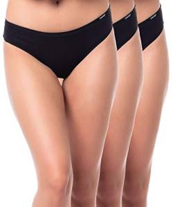 Yenita 3er Set Damen Basic Unterwäsche-Collection, Bikini-Slip, Schwarz, Gr. S von Yenita