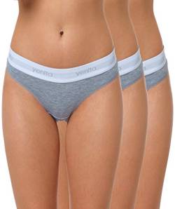 Yenita 3er Set Damen Underwear Modern-Sports-Collection, String, Grau, Gr. S von Yenita