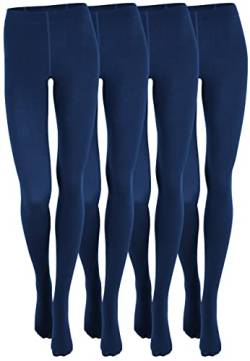 Yenita 4er Pack Damen THERMO Strumpfhose mit Fleece in blau, Gr. L/XL von Yenita