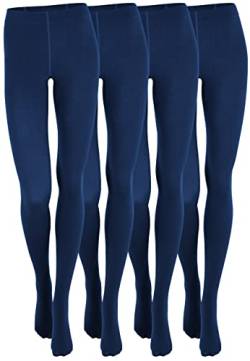 Yenita 4er Pack Damen THERMO Strumpfhose mit Fleece in blau, Gr. M/L von Yenita