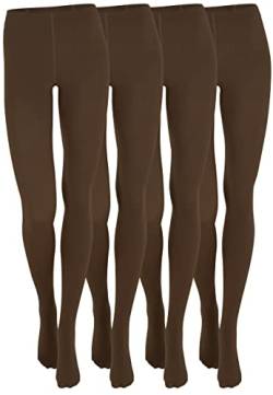 Yenita 4er Pack Damen THERMO Strumpfhose mit Fleece in braun, Gr. M/L von Yenita