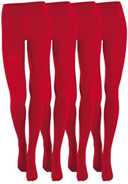 Yenita 4er Pack Damen THERMO Strumpfhose mit Fleece in rot, Gr. L/XL von Yenita