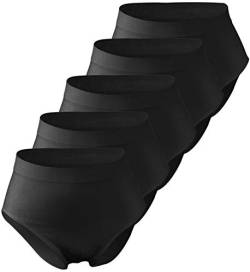Yenita 5er Pack Damen Taillen-Slips, Unterhosen, Microfaser Maxi Slip, schwarz, Gr. XL von Yenita