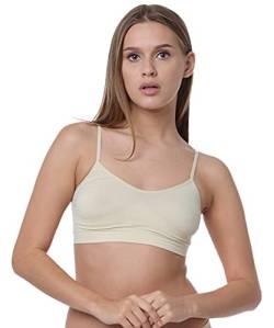 Yenita 6er Pack Damen Bustier, Bra Top, Seamless ohne störende Seitennähte mit Spaghettiträgern, Wohlfühl-Bra (L, Haut 6er Pack) von Yenita