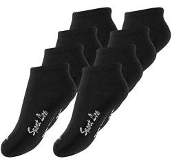 Yenita 8 Paar Kinder Sneaker Socken Sport Line, Mädchen Jungen Socken, schwarz, Gr. 31-34 von Yenita