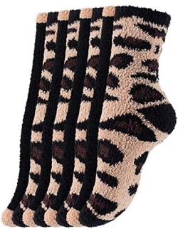 Yenita 8 Paar Kuschelsocken, weiche Flauschsocken, Bettsocken, warme Socken mit Muster, Giraffe, One Size von Yenita