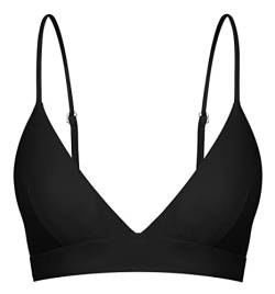 Yenita Damen Beachwear Triangel Bikini Oberteil, schwarz, Gr. M von Yenita