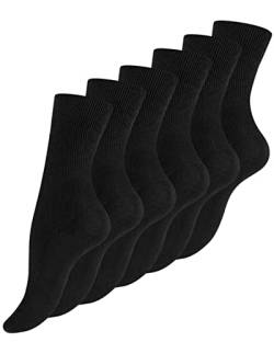 Yenita Damen Socken aus 100% Baumwolle im 6er Pack, Reine Baumwollsocken mit gekettelter Zehennaht, schwarz, Gr. 35-38 von Yenita