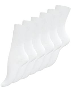 Yenita Damen Socken aus 100% Baumwolle im 6er Pack, Reine Baumwollsocken mit gekettelter Zehennaht, weiss, Gr. 35-38 von Yenita