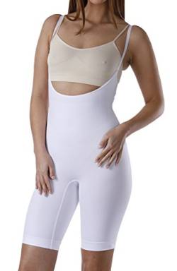 Yenita Figurformender Bodysuit, Seamless Shapewear Body mit Bein, Einteiliger Körperformer, Weiss, L von Yenita