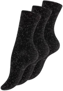 Yenita Glitzersocken für Damen mit Lurex Garn (3 Paar) (DE/NL/SE/PL, Numerisch, 35, 38, Regular, Regular, Schwarz) von Yenita