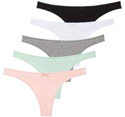 Yenita Women - Damen Stringtangas (5er Set) - Tangas aus feinster Baumwolle - Gemischt (Pink, Mint, Grau, Schwarz, Weiss), Gr. M von Yenita