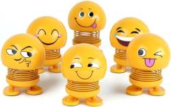 Yeooa 6 Stück Smiley-Emoji-Puppen Auto-Dekoration niedliche Wackelkopf-Puppen Desktop-Ornamente Geschenke Heimdekoration Büro Auto Armaturenbrett-Dekorationen (6 Pcs,Eine Größe) von Yeooa