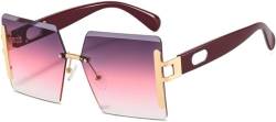 Yeooa Damenmode Sonnenbrille randlose quadratische Mode lässig Reisen Urlaub Sonnenbrille Retro transparent polarisierte Sonnenbrille (Eine Größe,Farbe 2) von Yeooa