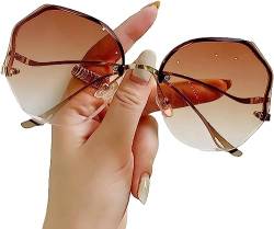 Yeooa Damenmode polarisierte Sonnenbrillen UV-Schutz Herren Damen Vintage Quadrat Sonnenbrillen personalisierte Sonnenbrillen für Reisen Urlaub Einkaufen (Eine Größe,Braun) von Yeooa