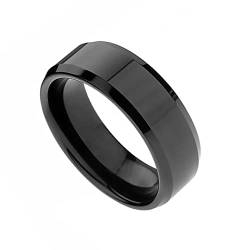 Yeory Titaniumstahlring Edelstahlringe für Männer Ehering Kühles einfaches Band 8 mm hochpolierter Ring Größe 7 Schwarz, Spiegeloberflächenring von Yeory