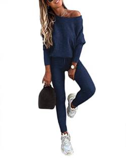 Yesgirl Damen Jogginganzug Zweiteiler Outfit 2 Stück Trainingsanzug Set 2 Teilig Freizeitanzug Sportanzug Colorblock Sweatshirt + Jogginghose Sportswear Sportbekleidung Tracksuit C Blau S von Yesgirl