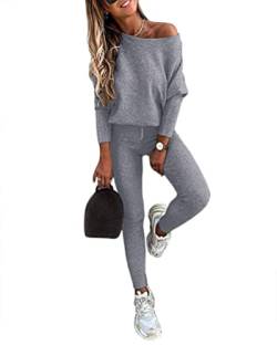 Yesgirl Damen Jogginganzug Zweiteiler Outfit 2 Stück Trainingsanzug Set 2 Teilig Freizeitanzug Sportanzug Colorblock Sweatshirt + Jogginghose Sportswear Sportbekleidung Tracksuit C Grau M von Yesgirl