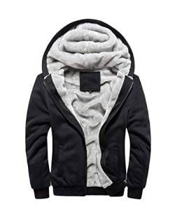 Yesgirl Herren Kapuzenpullover mit Reißverschluss Winter Warm Fleece Langarm Kapuzenjacke Sweatshirt Plus Dicke Hoodie Fleecejacke Sweatjacke Mit Kapuze D Schwarz XL von Yesgirl