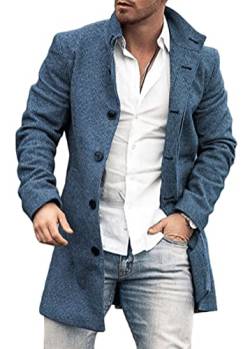 Yesgirl Herren Mantel Wintermantel Lang Wollmantel Slim Fit Herrenmantel Trenchcoat Business Wolle Mantel Freizeit Windbreaker Jacke Cardigan A Blau1 M von Yesgirl