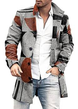 Yesgirl Herren Mantel Wintermantel Lang Wollmantel Slim Fit Herrenmantel Trenchcoat Business Wolle Mantel Freizeit Windbreaker Jacke Cardigan A Braun L von Yesgirl