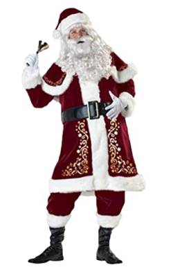 Yesgirl Tomwell Weihnachtsmann Kostüm Herren/Damen Weihnachtskleid V-Ausschnitt Weihnachten Party Kleider Miss Santa Claus Cosplay Kostüm Mit Gürtel Weihnachtsfrau Xmas Outfit Set B Rot 5XL von Yesgirl