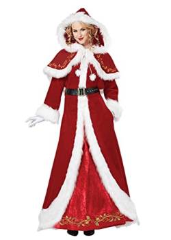 Yesgirl Weihnachtsmann Kostüm Herren/Damen Weihnachtskleid V-Ausschnitt Weihnachten Party Kleider Miss Santa Claus Cosplay Kostüm Mit Gürtel Weihnachtsfrau Xmas Outfit Set C Rot L von Yesgirl