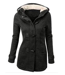 Yesgirl Wintermantel Damen Winter Parka Jacke Warm Gefüttert Winterparka mit Fellkapuze Dicke Winterjacke Lang Mantel Coat Outdoorjacke mit Taschen Große Größen B Dunkelgrau 3XL von Yesgirl