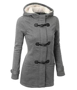 Yesgirl Wintermantel Damen Winter Parka Jacke Warm Gefüttert Winterparka mit Fellkapuze Dicke Winterjacke Lang Mantel Coat Outdoorjacke mit Taschen Große Größen B Hellgrau M von Yesgirl