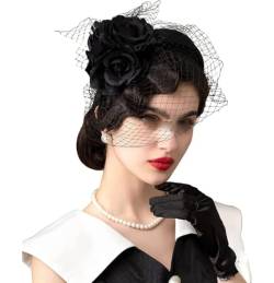 Eleganter Fascinator, Haarreif, Teeparty-Hüte für Frauen, Hochzeitsschleier, Blume, Fascinator, Haarschmuck, Prinzessinnen-Haarband von Yeuyyben